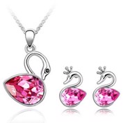 Smykkesæt, Svaneprinsessen, pink - sødt smykkesæt med halskæde og øreringe med svaner